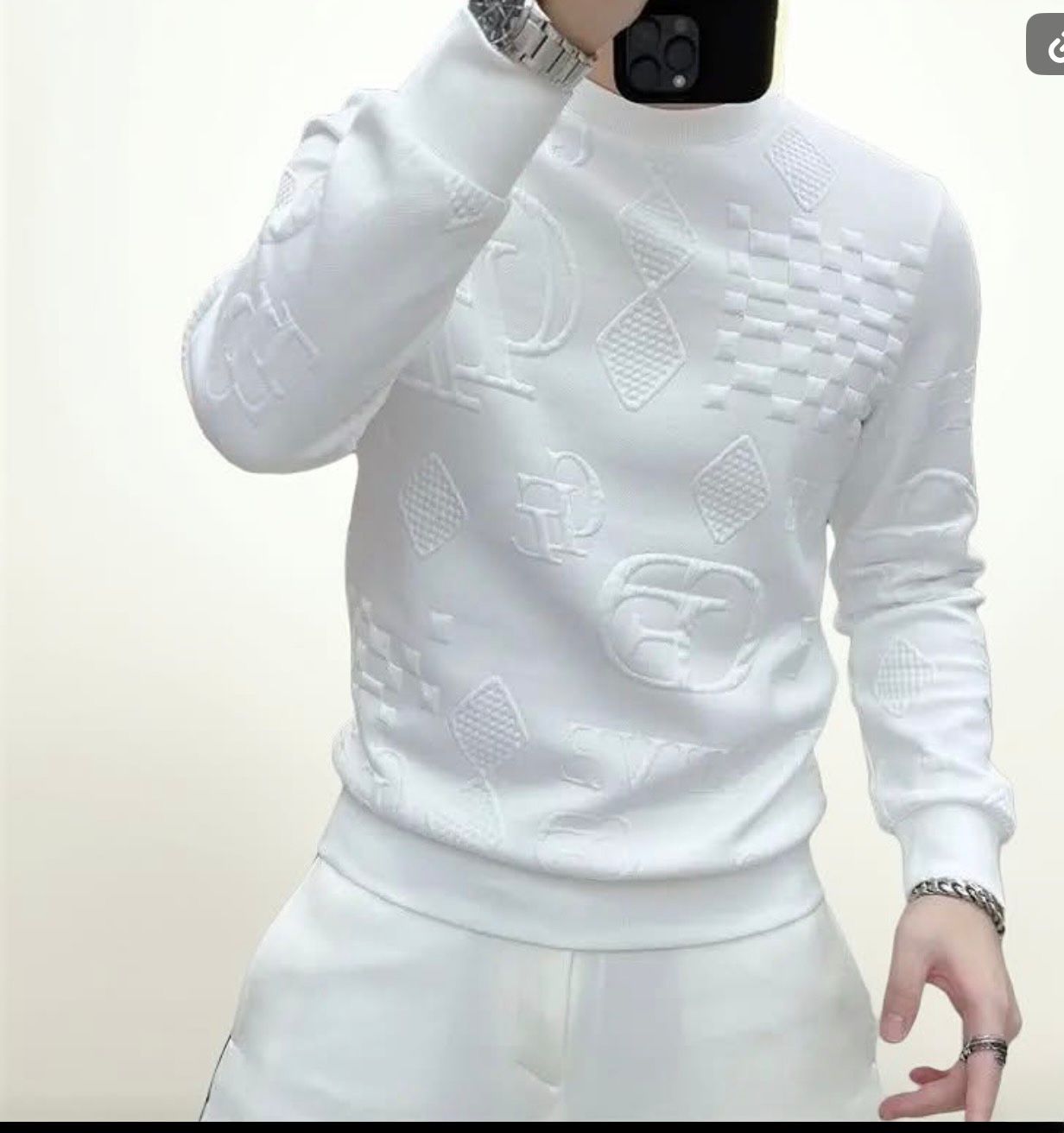 Ivory Embossed Knit